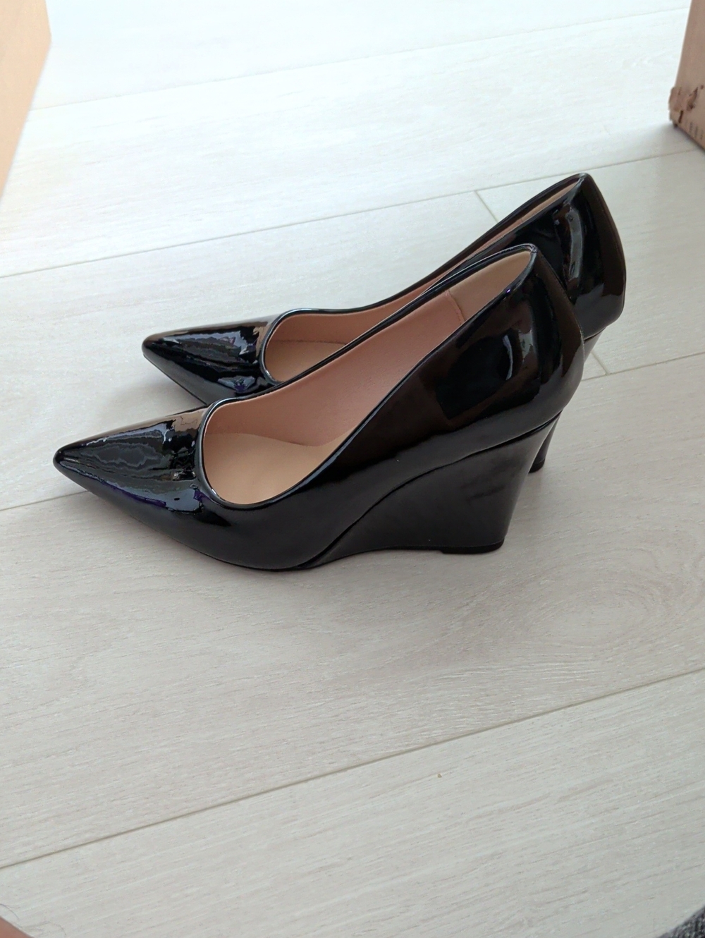 Black Patent Wedge Pumps - Women's Elegant Heels